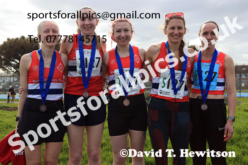 Senior womens Northern 6 Stage Road Relay, 2025 Northern 12 and 6 Stage Road Relays and Junior 5k, Redcar. Photo: David T. Hewitson/Sports for All Pics